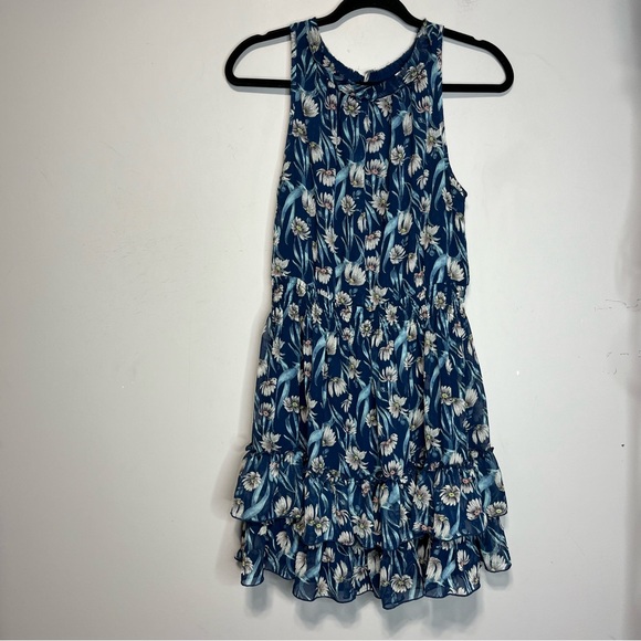 Foxiedox Blue Floral Ruffle Chelsea Sleeveless Mini Dress , size M - Picture 2 of 14